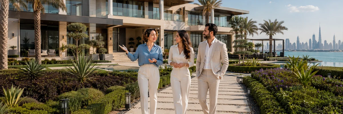 Tarmeer advisor with homeowners at a luxury villa
