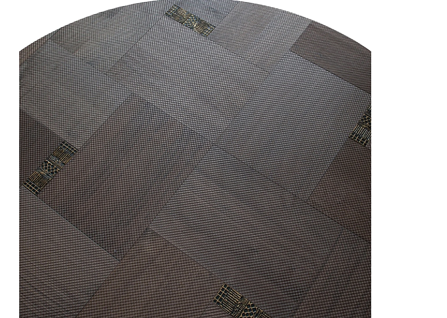 PARBRO MY-7502 — Walnut + solid brass inlay floor panel. Art wood flooring from China, sourced through Tarmeer's Dubai material selection center.