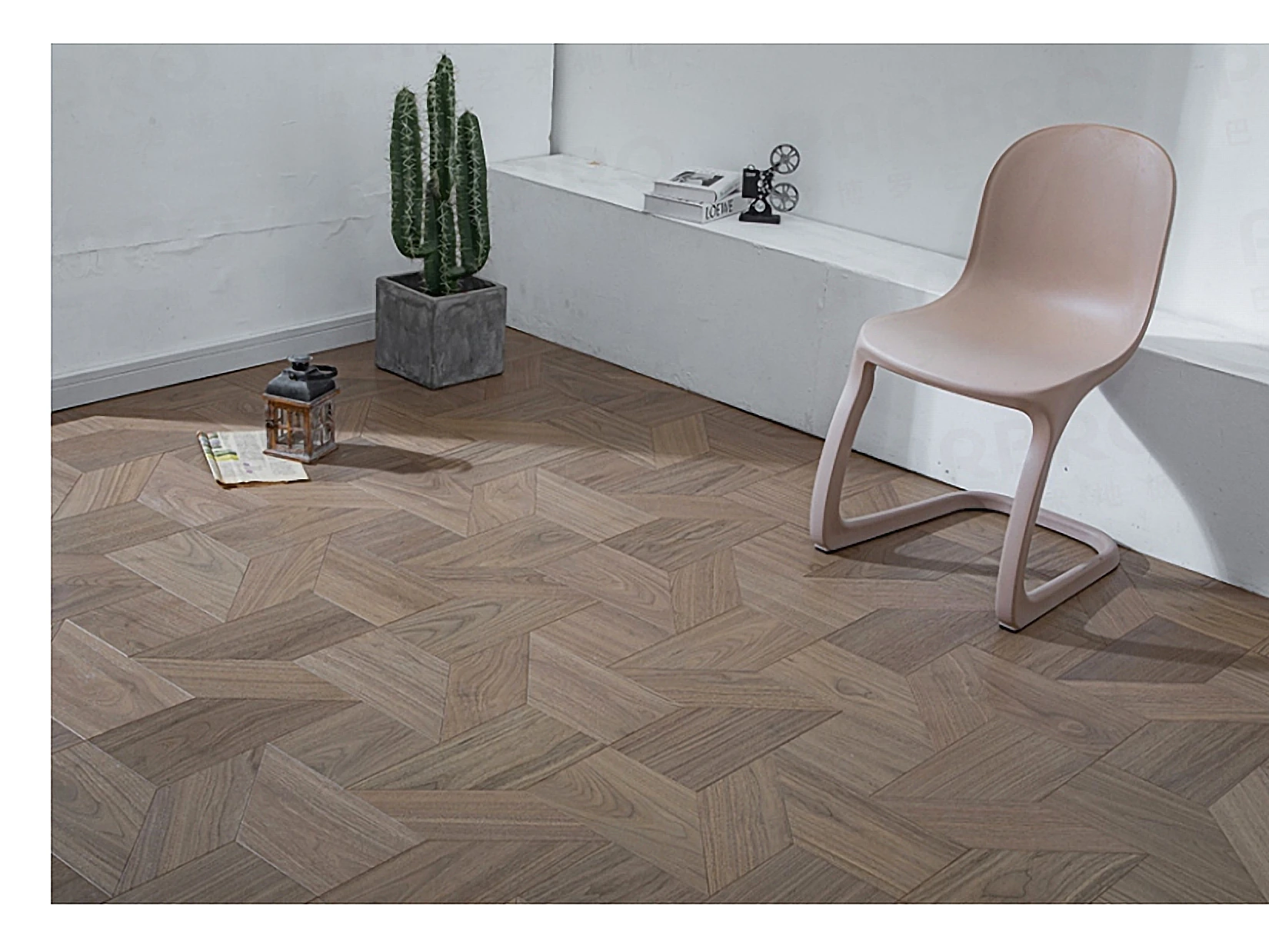 PARBRO MY001-1 — Walnut floor in a room setting. Art wood flooring from China, sourced through Tarmeer's Dubai material selection center.