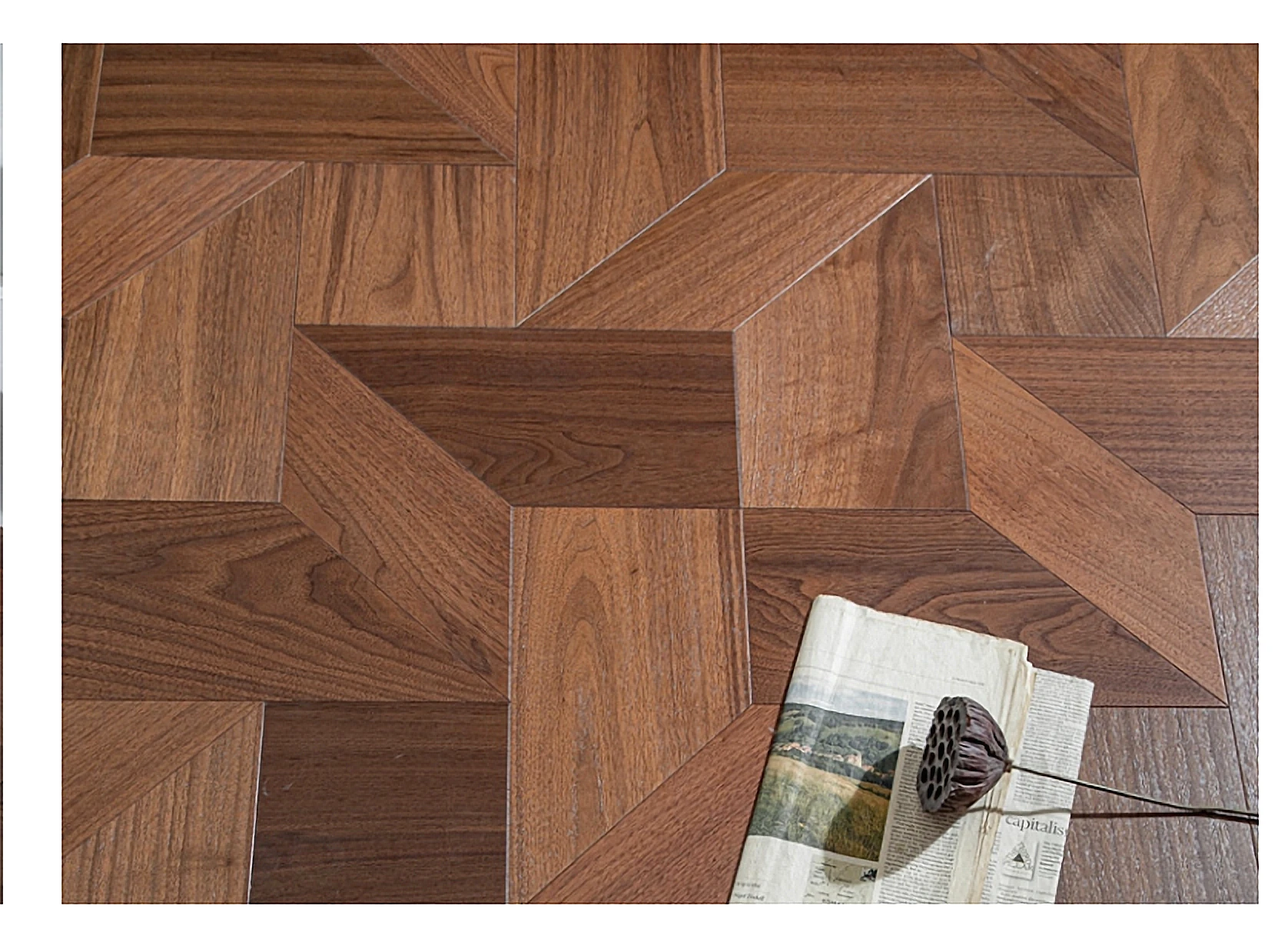 PARBRO MY001-2 — Walnut wood grain close-up detail. Art wood flooring from China, sourced through Tarmeer's Dubai material selection center.