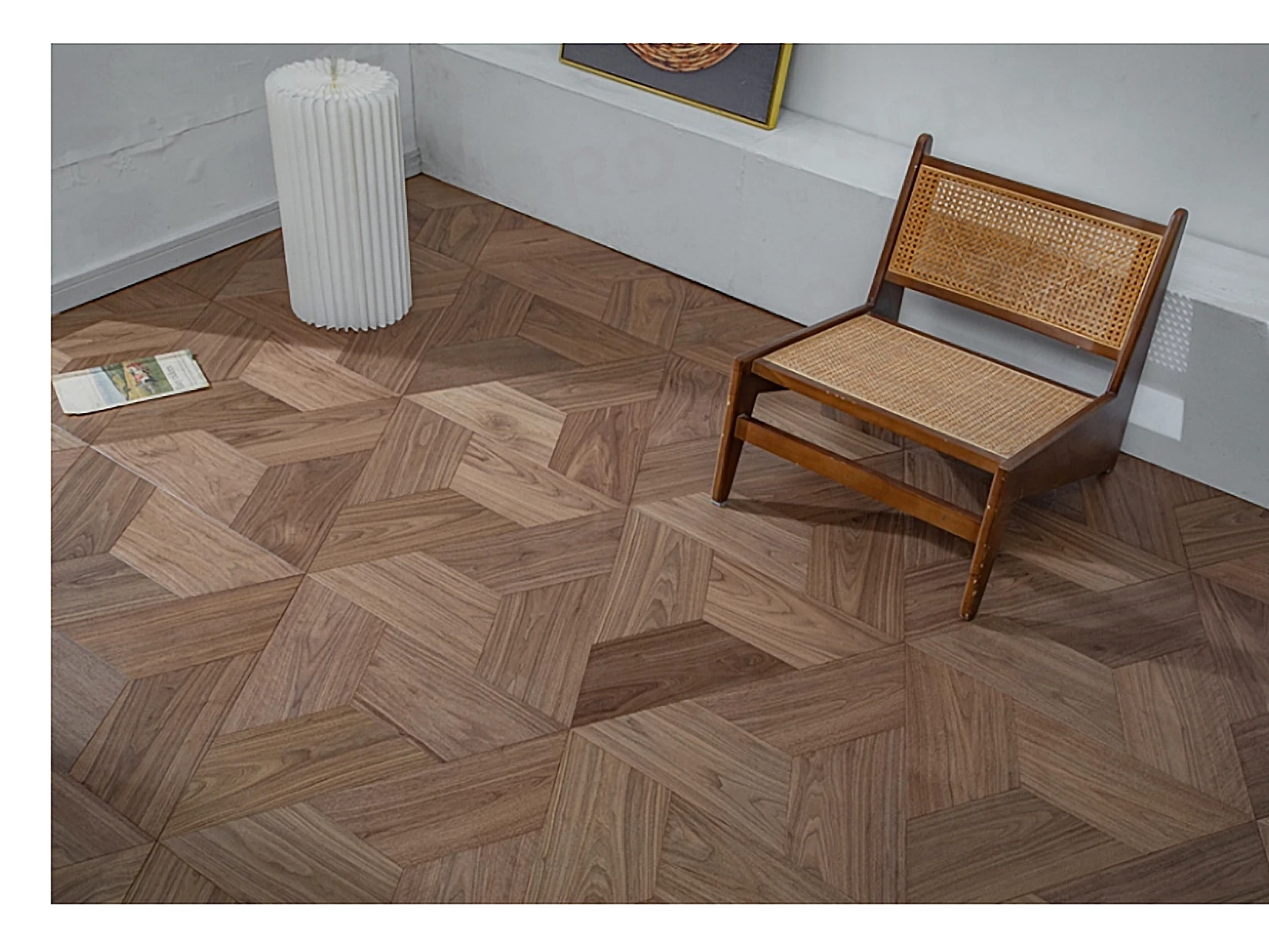 PARBRO MY002-1 — Walnut floor in a room setting. Art wood flooring from China, sourced through Tarmeer's Dubai material selection center.