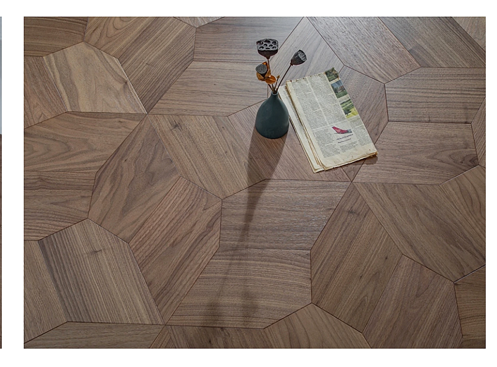 PARBRO MY004-1 — Walnut wood grain close-up detail. Art wood flooring from China, sourced through Tarmeer's Dubai material selection center.