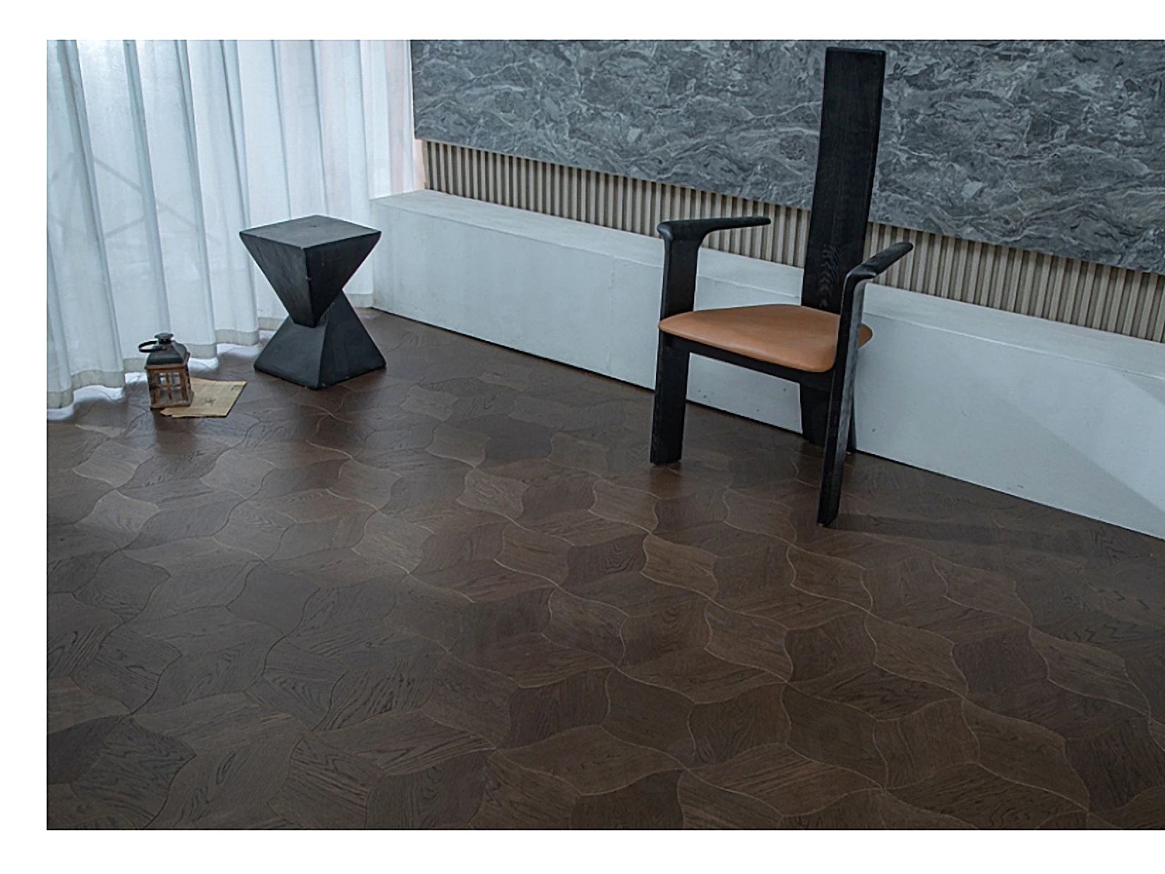 PARBRO MY006-4 — Oak floor in a room setting. Art wood flooring from China, sourced through Tarmeer's Dubai material selection center.