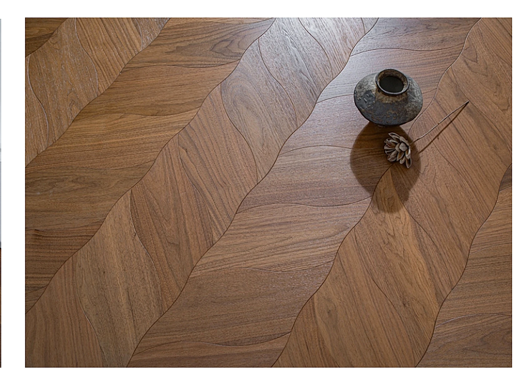 PARBRO MY007-1 — Walnut wood grain close-up detail. Art wood flooring from China, sourced through Tarmeer's Dubai material selection center.