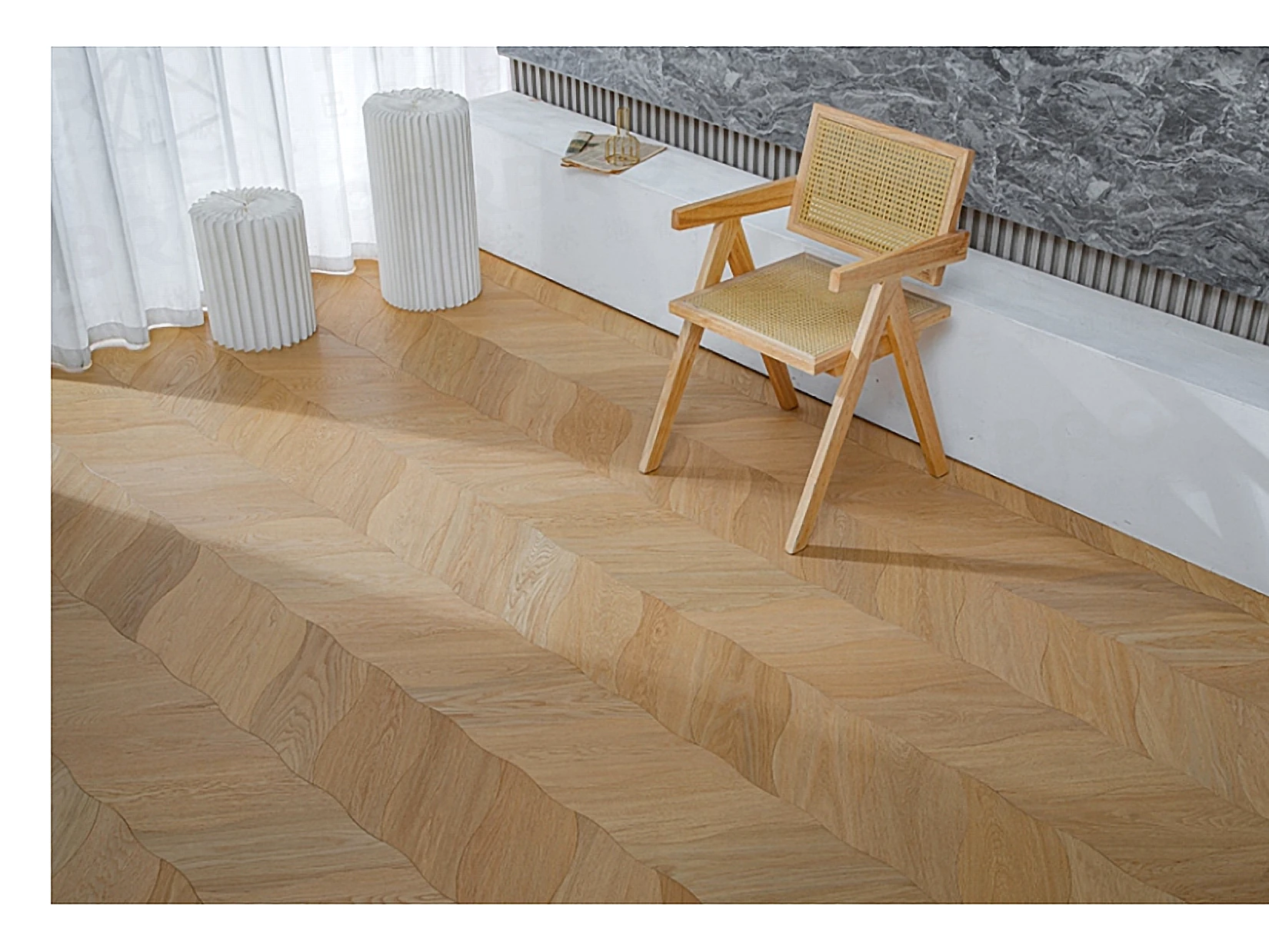 PARBRO MY007-3 — Oak floor in a room setting. Art wood flooring from China, sourced through Tarmeer's Dubai material selection center.