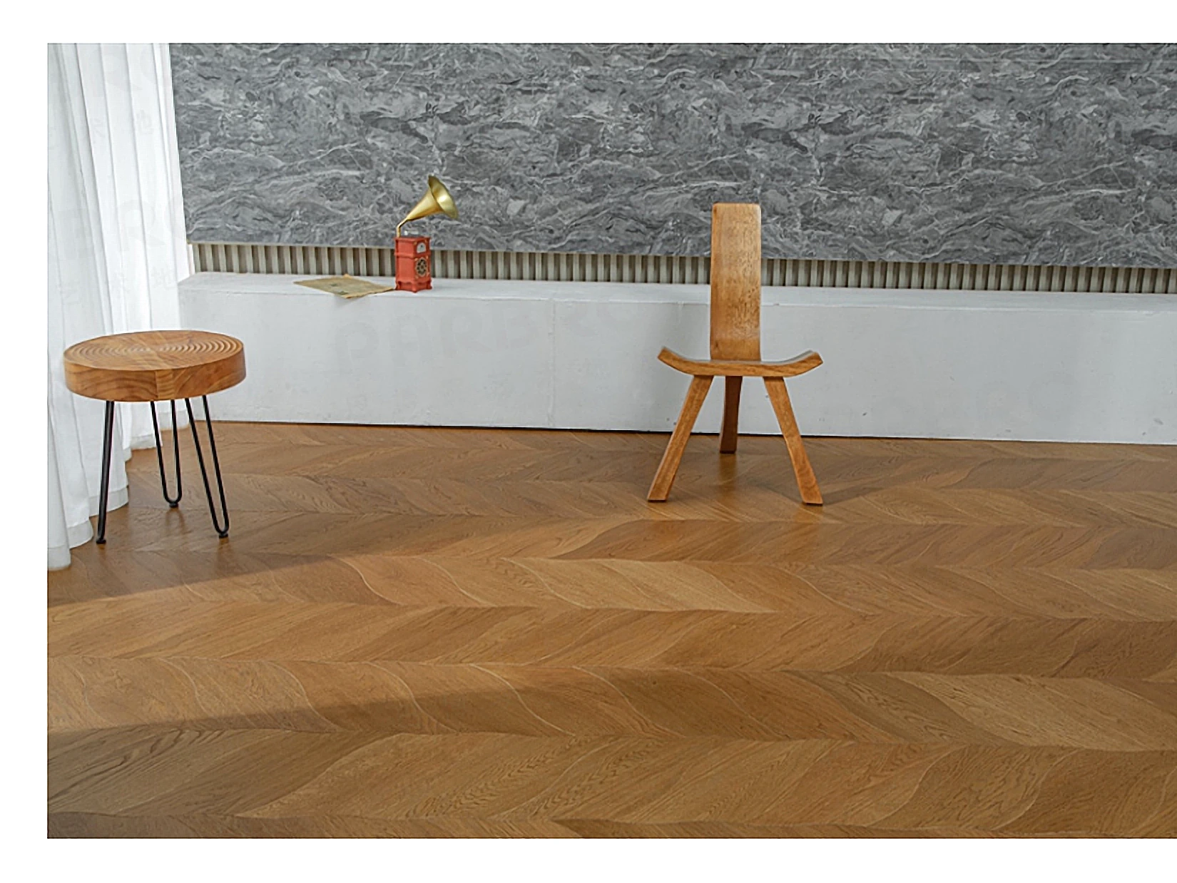 PARBRO MY007-4 — Oak floor in a room setting. Art wood flooring from China, sourced through Tarmeer's Dubai material selection center.