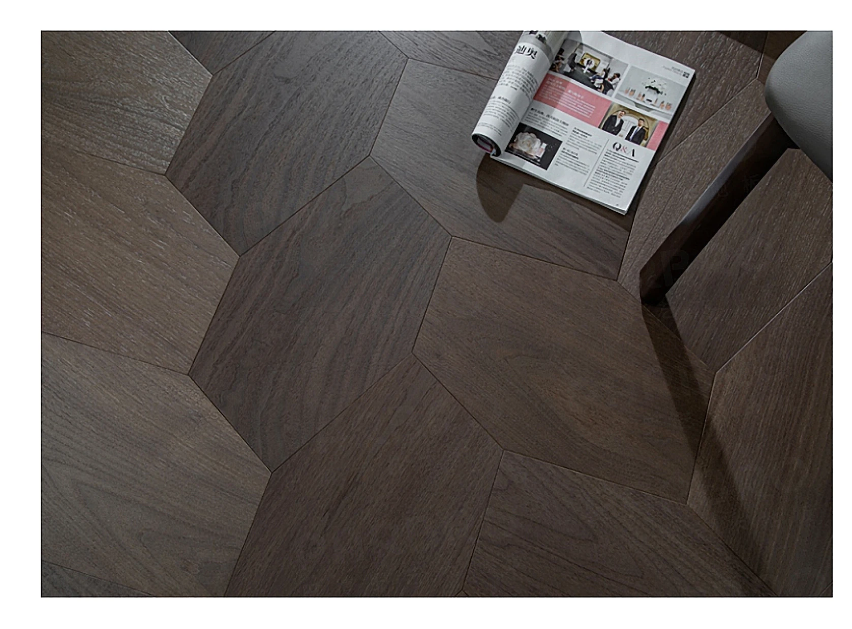 PARBRO MY008-2 — Walnut wood grain close-up detail. Art wood flooring from China, sourced through Tarmeer's Dubai material selection center.