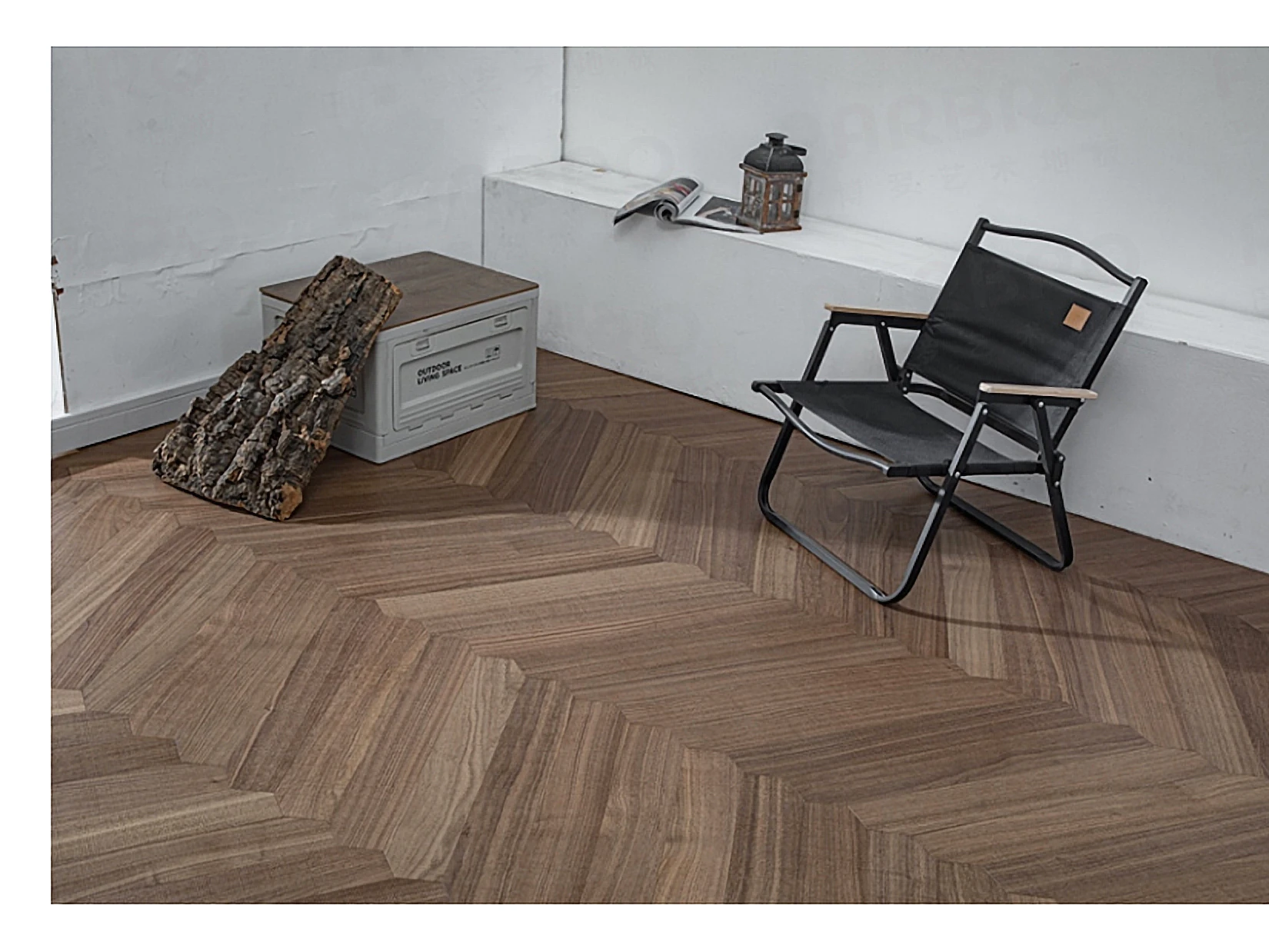 PARBRO MY010-1 — Walnut floor in a room setting. Art wood flooring from China, sourced through Tarmeer's Dubai material selection center.
