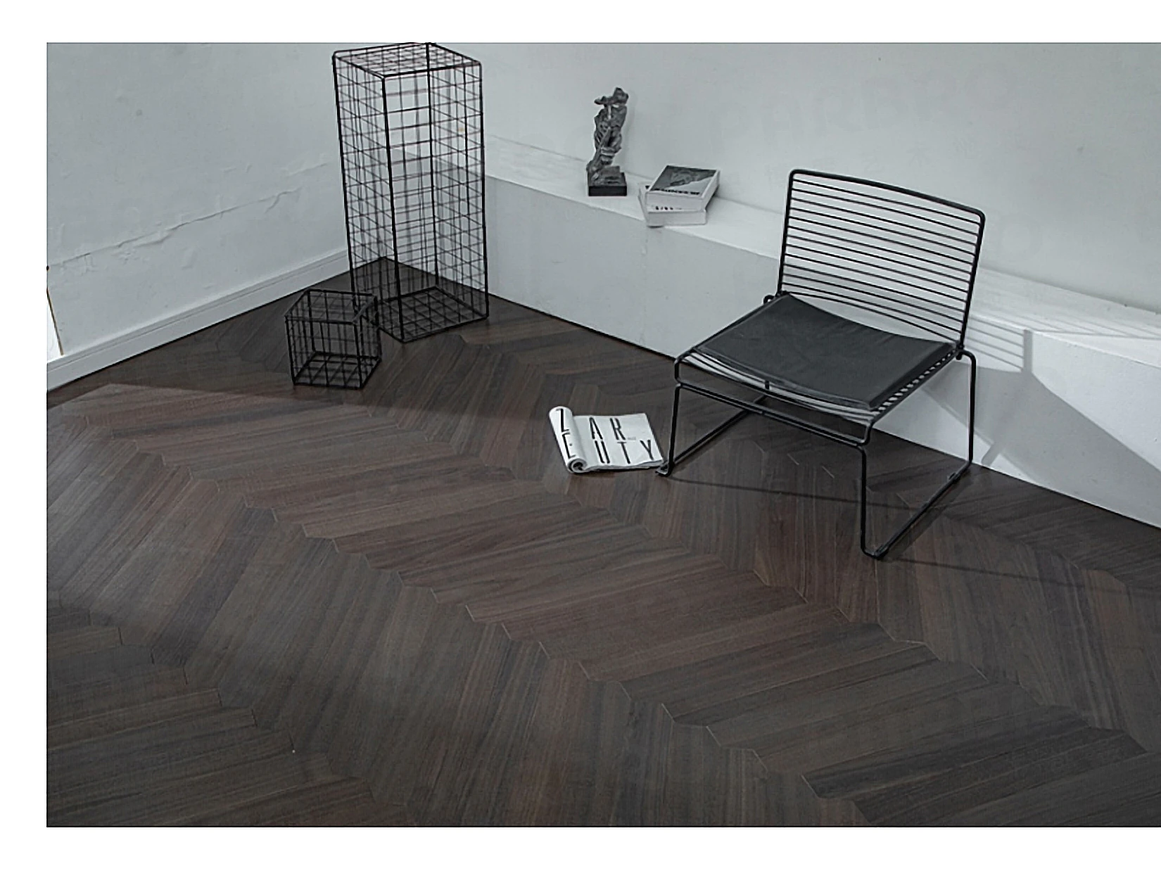 PARBRO MY010-2 — Walnut floor in a room setting. Art wood flooring from China, sourced through Tarmeer's Dubai material selection center.