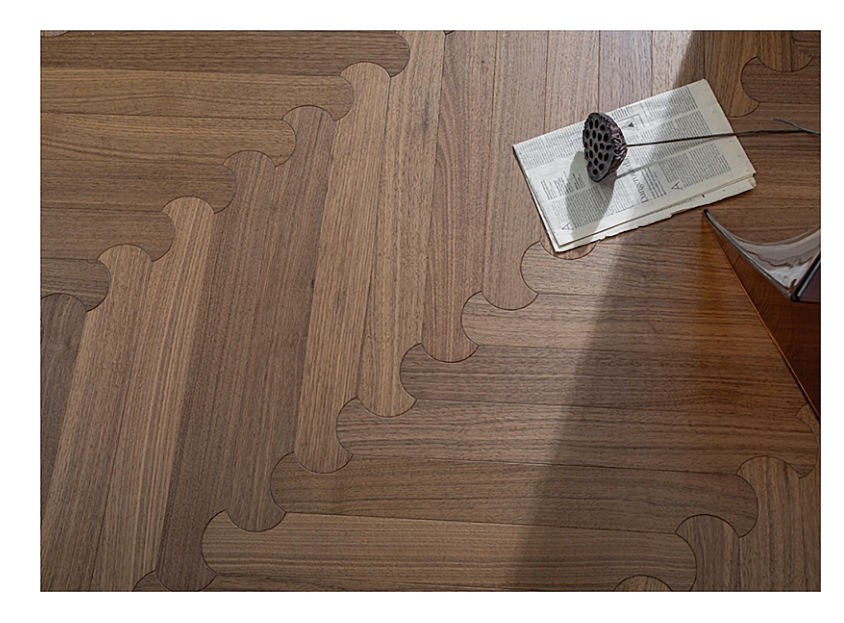 PARBRO MY011-1 — Walnut wood grain close-up detail. Art wood flooring from China, sourced through Tarmeer's Dubai material selection center.