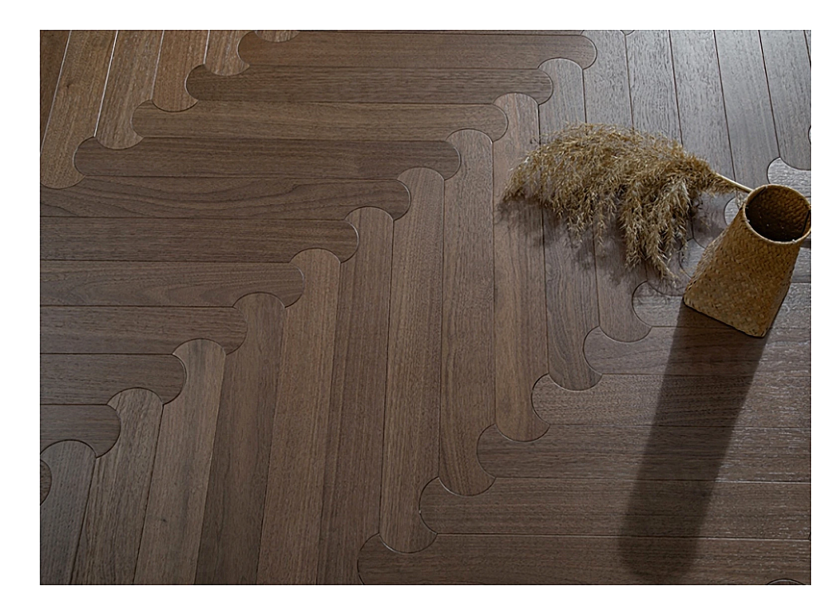 PARBRO MY011-2 — Walnut wood grain close-up detail. Art wood flooring from China, sourced through Tarmeer's Dubai material selection center.