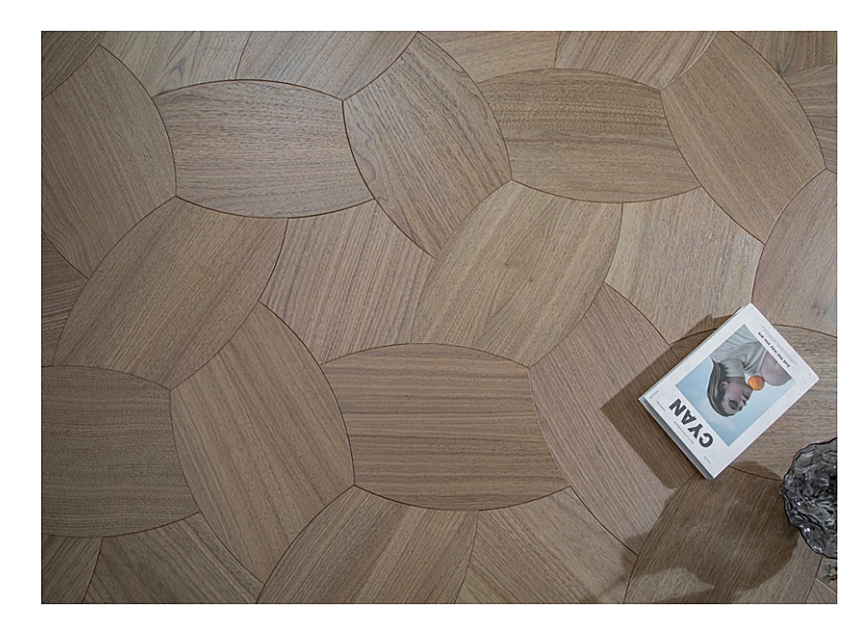 PARBRO MY012-1 — Walnut wood grain close-up detail. Art wood flooring from China, sourced through Tarmeer's Dubai material selection center.
