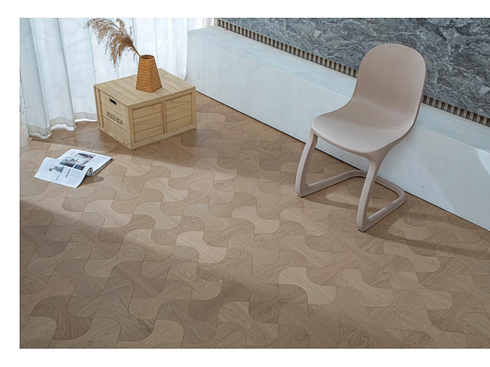 PARBRO MY013-3 — Oak floor in a room setting. Art wood flooring from China, sourced through Tarmeer's Dubai material selection center.