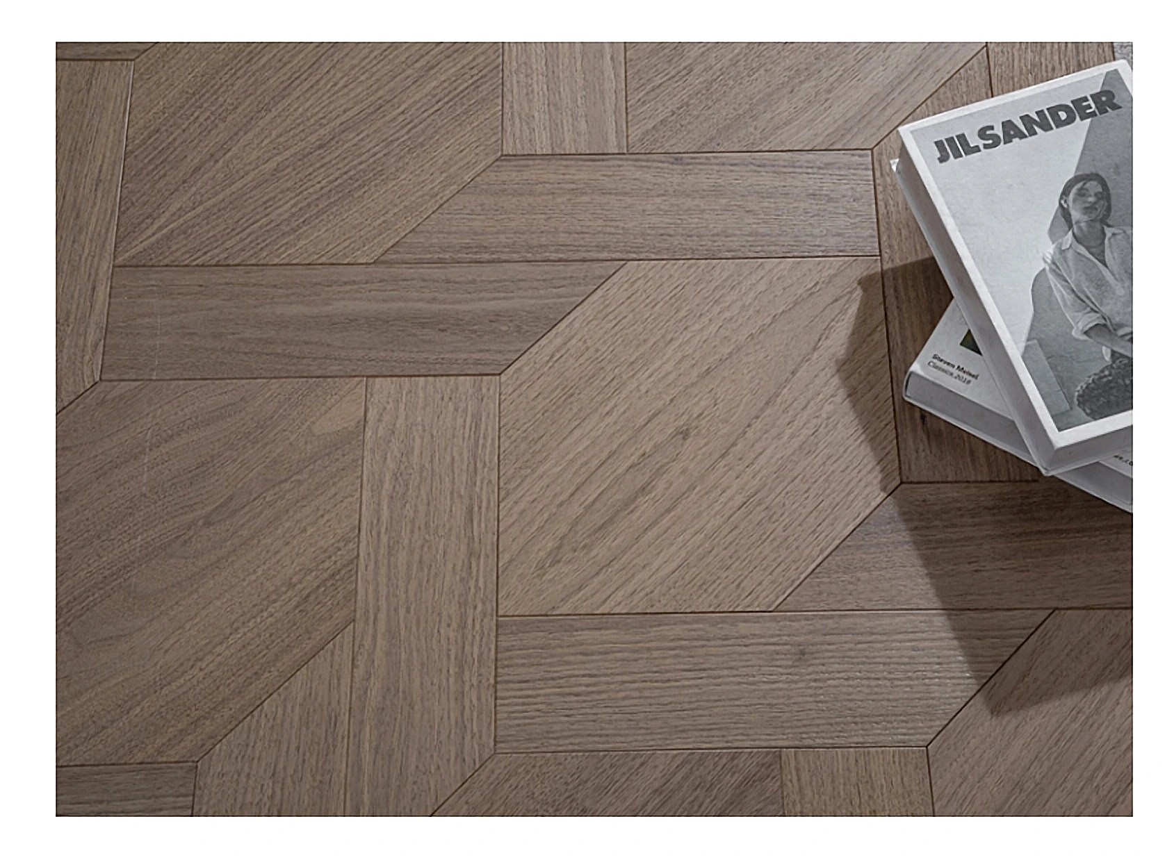 PARBRO MY018-1 — Walnut wood grain close-up detail. Art wood flooring from China, sourced through Tarmeer's Dubai material selection center.