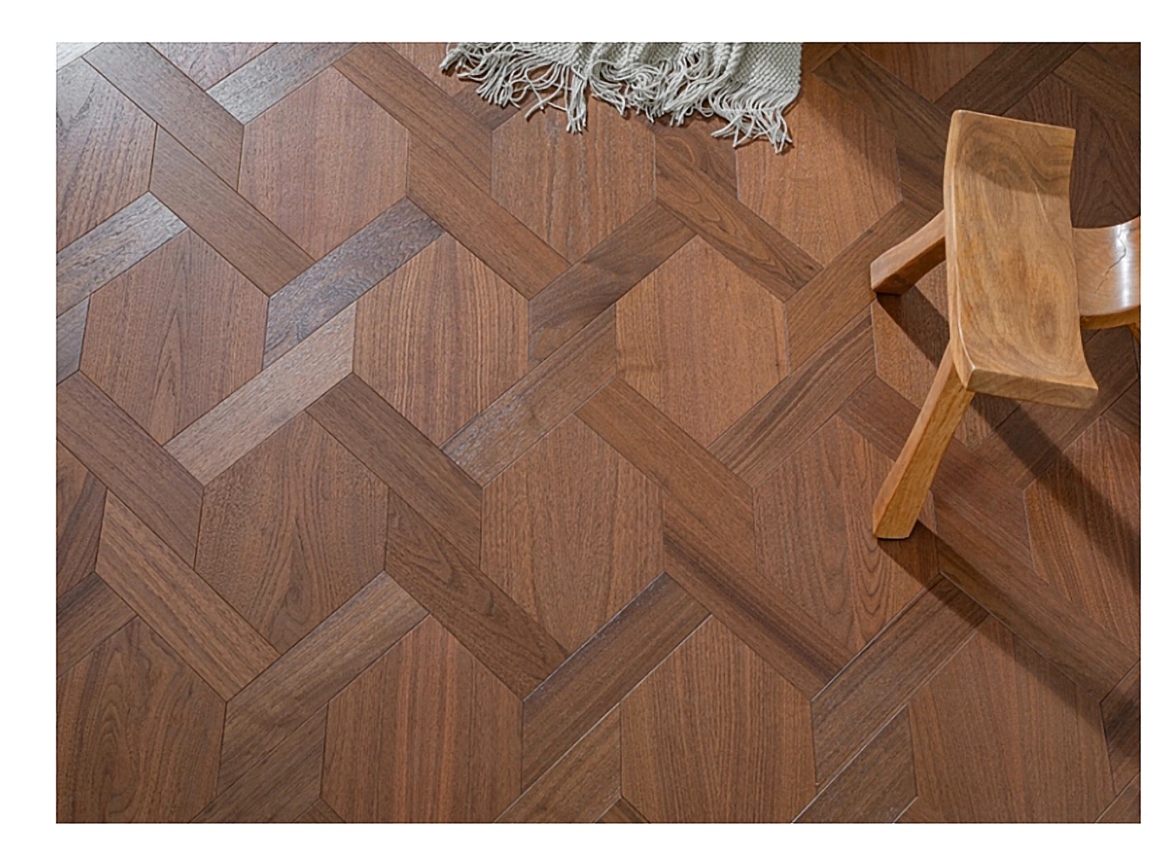 PARBRO MY018-2 — Walnut wood grain close-up detail. Art wood flooring from China, sourced through Tarmeer's Dubai material selection center.