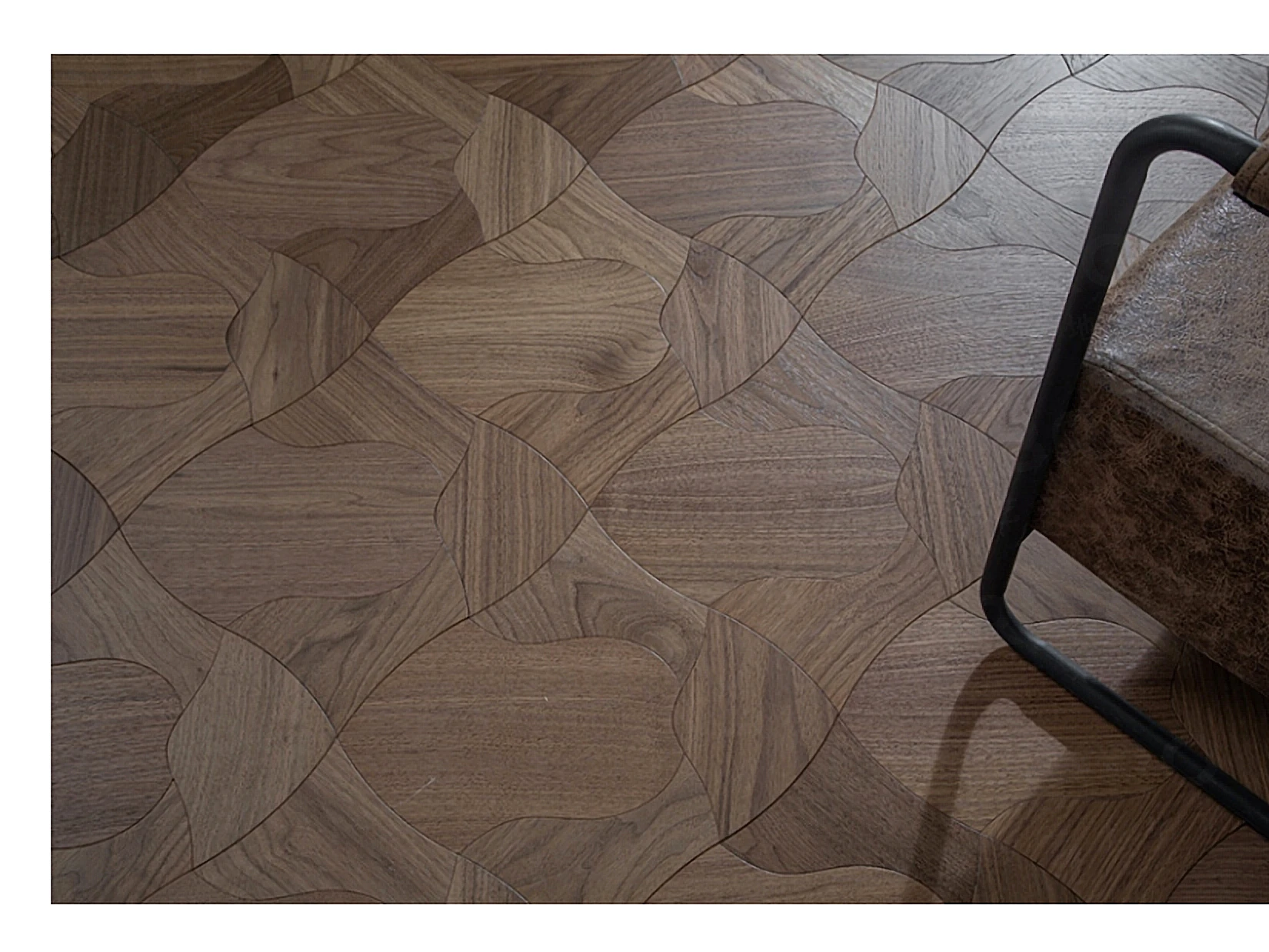 PARBRO MY019-1 — Walnut floor in a room setting. Art wood flooring from China, sourced through Tarmeer's Dubai material selection center.