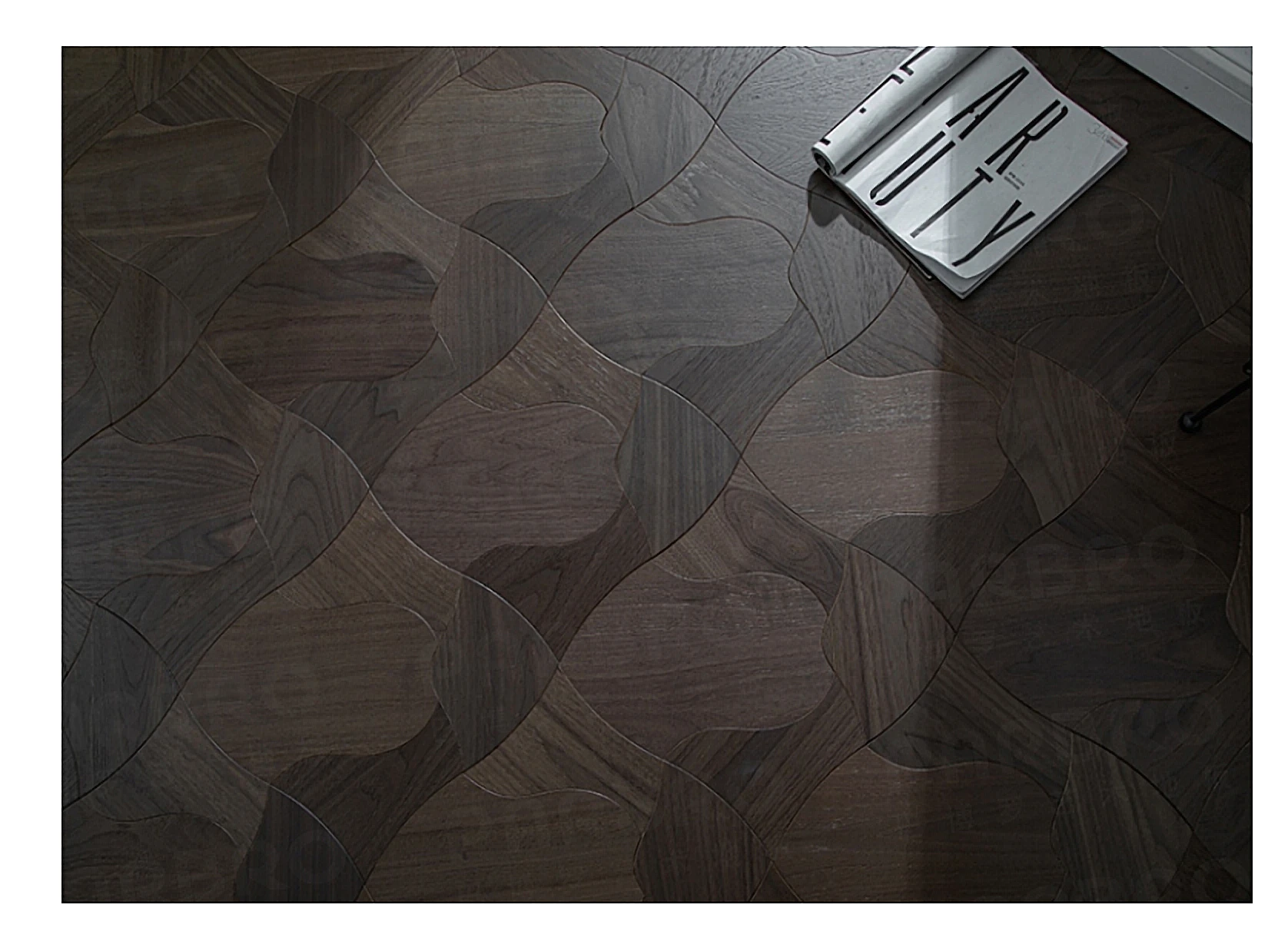 PARBRO MY019-2 — Walnut wood grain close-up detail. Art wood flooring from China, sourced through Tarmeer's Dubai material selection center.