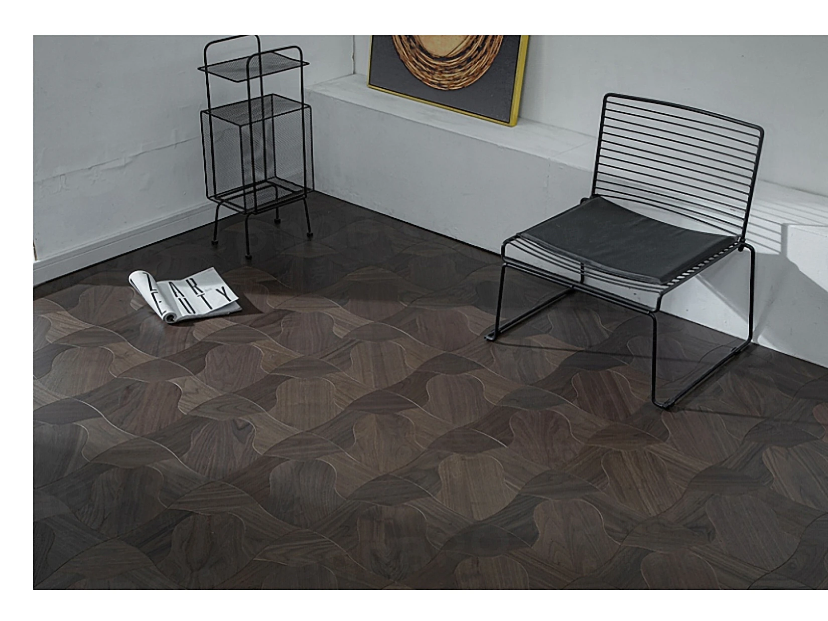 PARBRO MY019-2 — Walnut floor in a room setting. Art wood flooring from China, sourced through Tarmeer's Dubai material selection center.