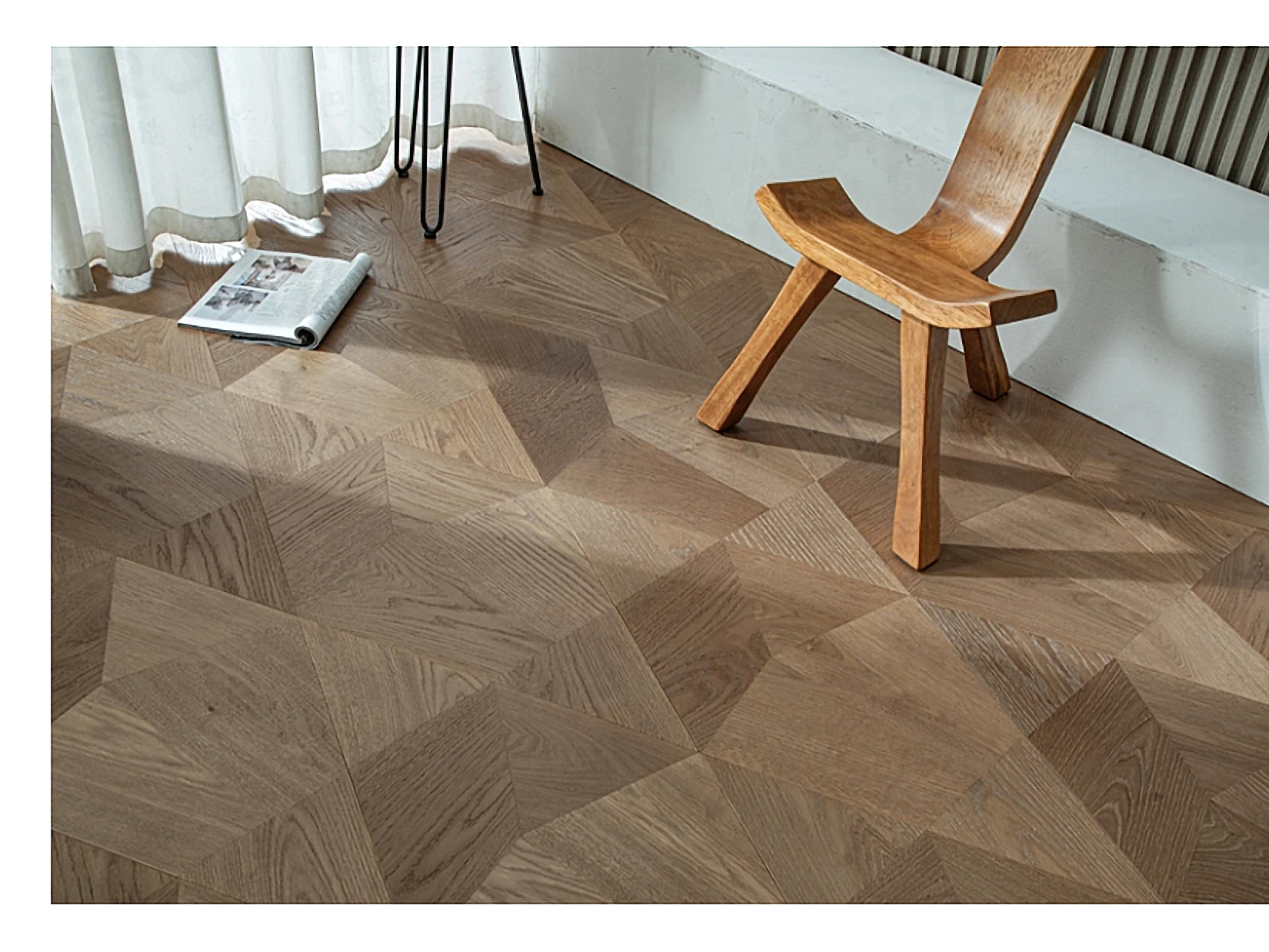 PARBRO MY021-1 — Oak floor in a room setting. Art wood flooring from China, sourced through Tarmeer's Dubai material selection center.