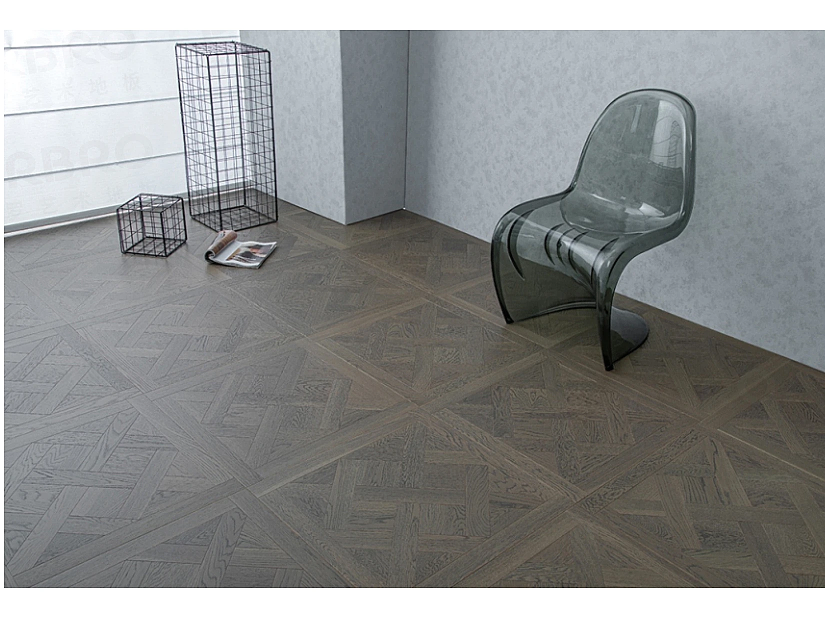 PARBRO 5103 — Oak parquet floor in a room setting. Art wood flooring from China, sourced through Tarmeer's Dubai material selection center.