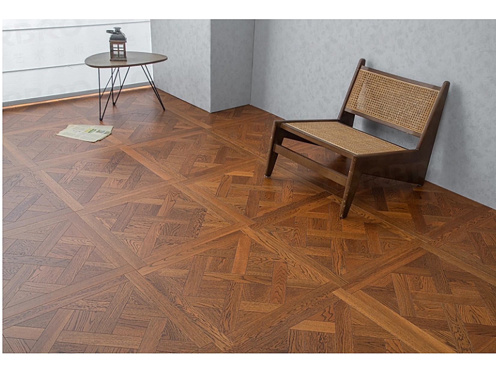 PARBRO 5106 — Oak parquet floor in a room setting. Art wood flooring from China, sourced through Tarmeer's Dubai material selection center.