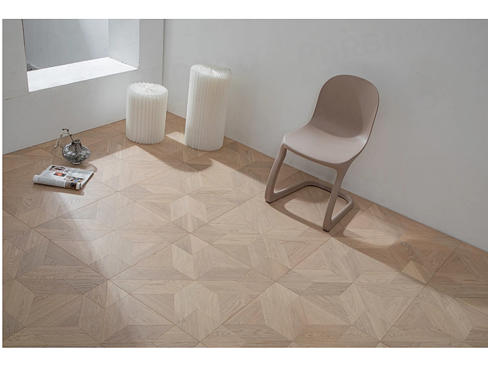 PARBRO 5976 — Oak parquet floor in a room setting. Art wood flooring from China, sourced through Tarmeer's Dubai material selection center.