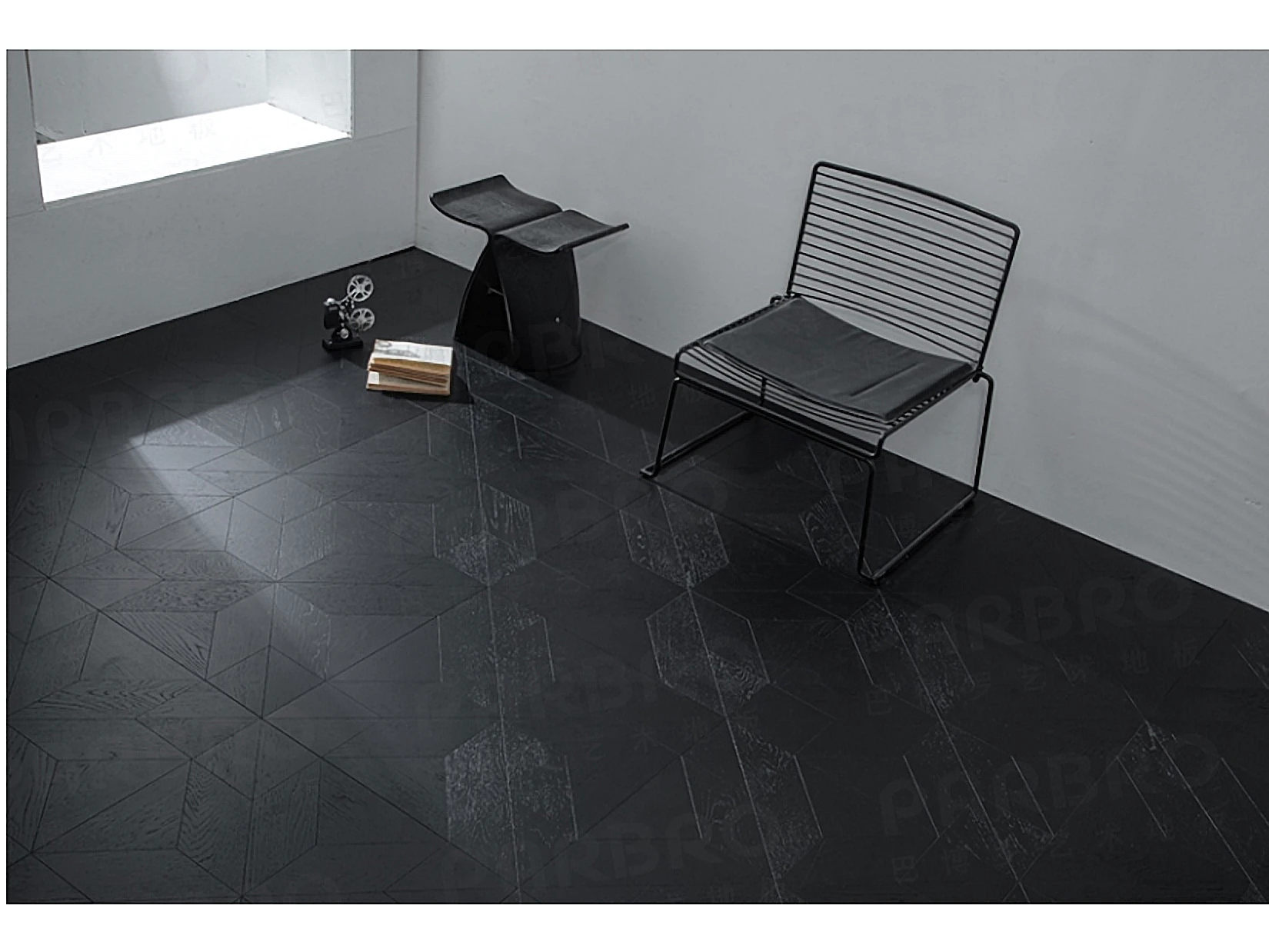 PARBRO 5977 — Oak parquet floor in a room setting. Art wood flooring from China, sourced through Tarmeer's Dubai material selection center.