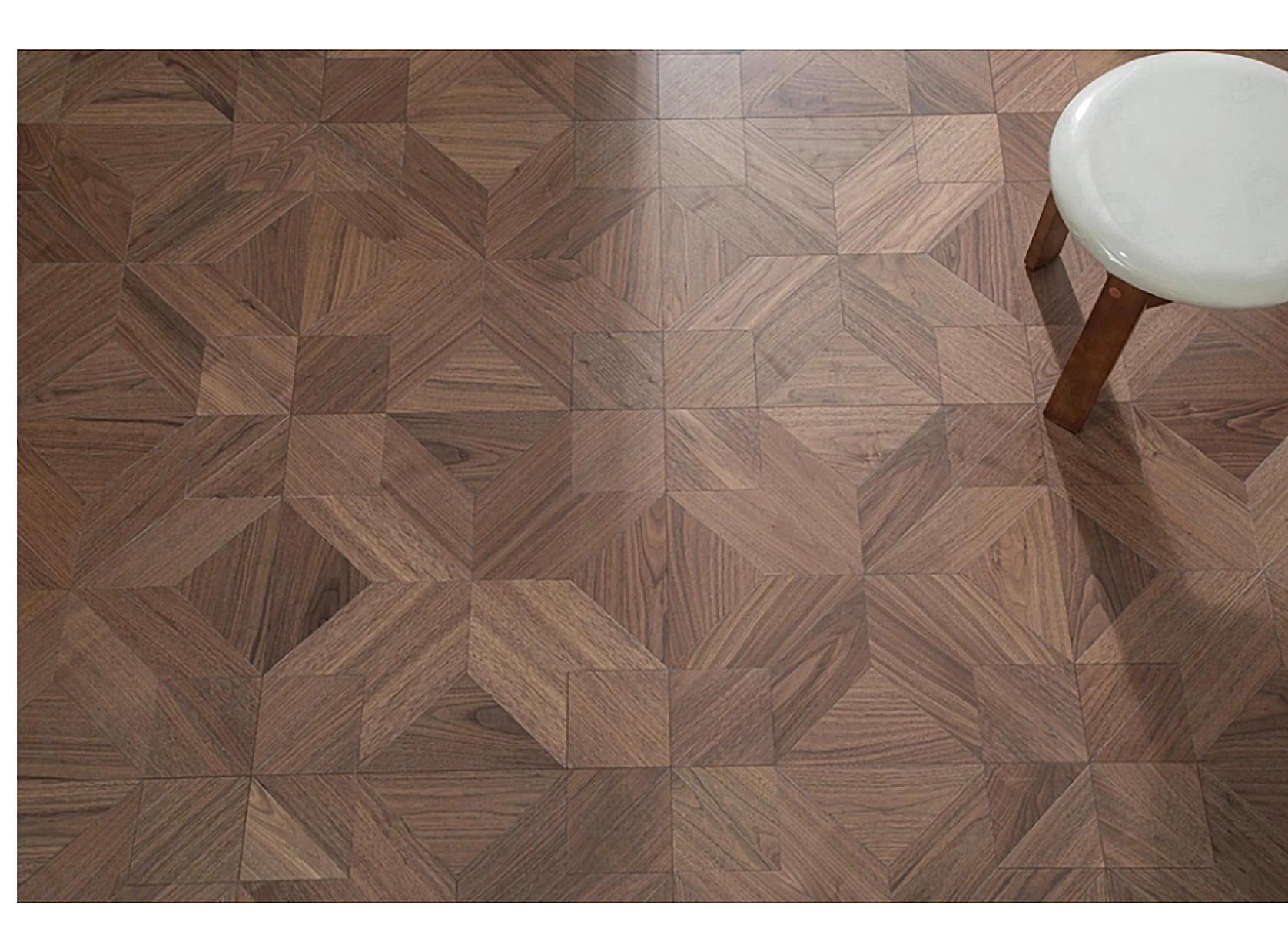 PARBRO 5978 — Walnut parquet wood grain close-up detail. Art wood flooring from China, sourced through Tarmeer's Dubai material selection center.