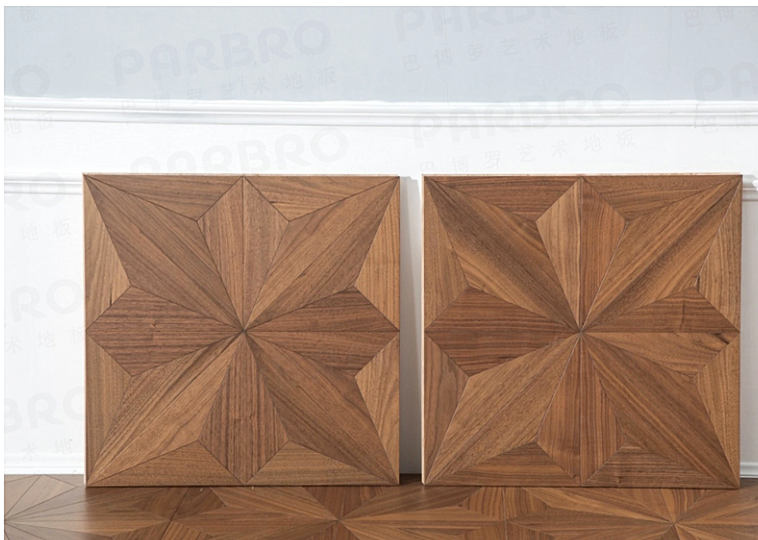 PARBRO 5989 — Walnut parquet floor panel. Art wood flooring from China, sourced through Tarmeer's Dubai material selection center.