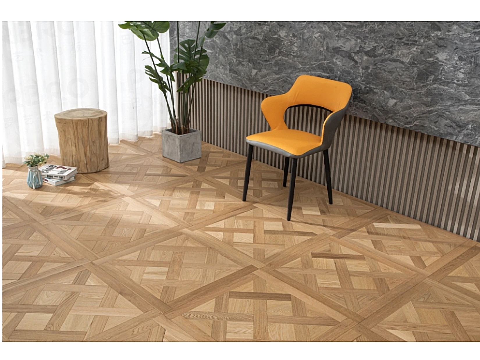 PARBRO HP10 — Oak parquet floor in a room setting. Art wood flooring from China, sourced through Tarmeer's Dubai material selection center.