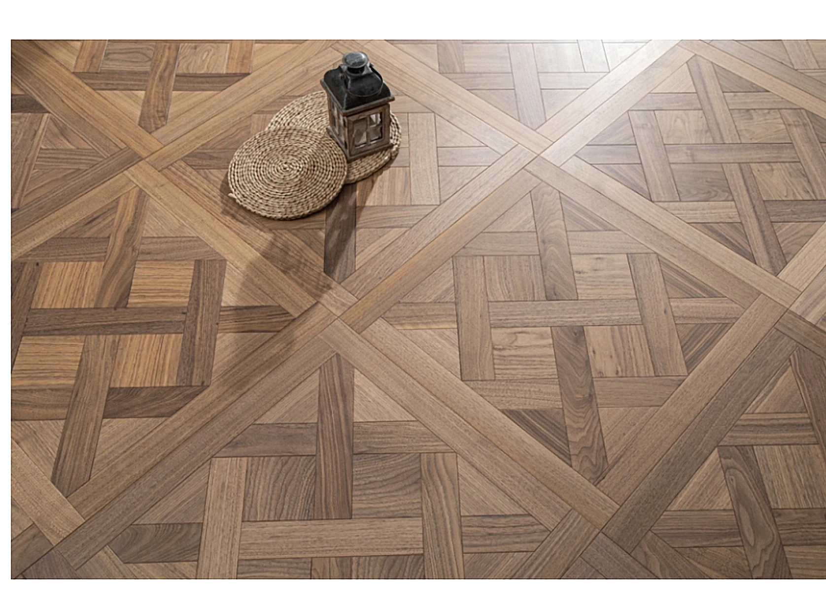 PARBRO HP12 — Walnut parquet wood grain close-up detail. Art wood flooring from China, sourced through Tarmeer's Dubai material selection center.