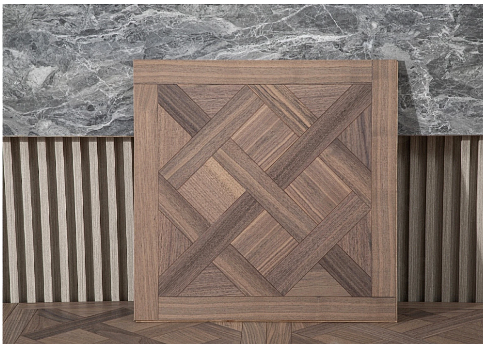 PARBRO HP13 — Walnut parquet floor panel. Art wood flooring from China, sourced through Tarmeer's Dubai material selection center.
