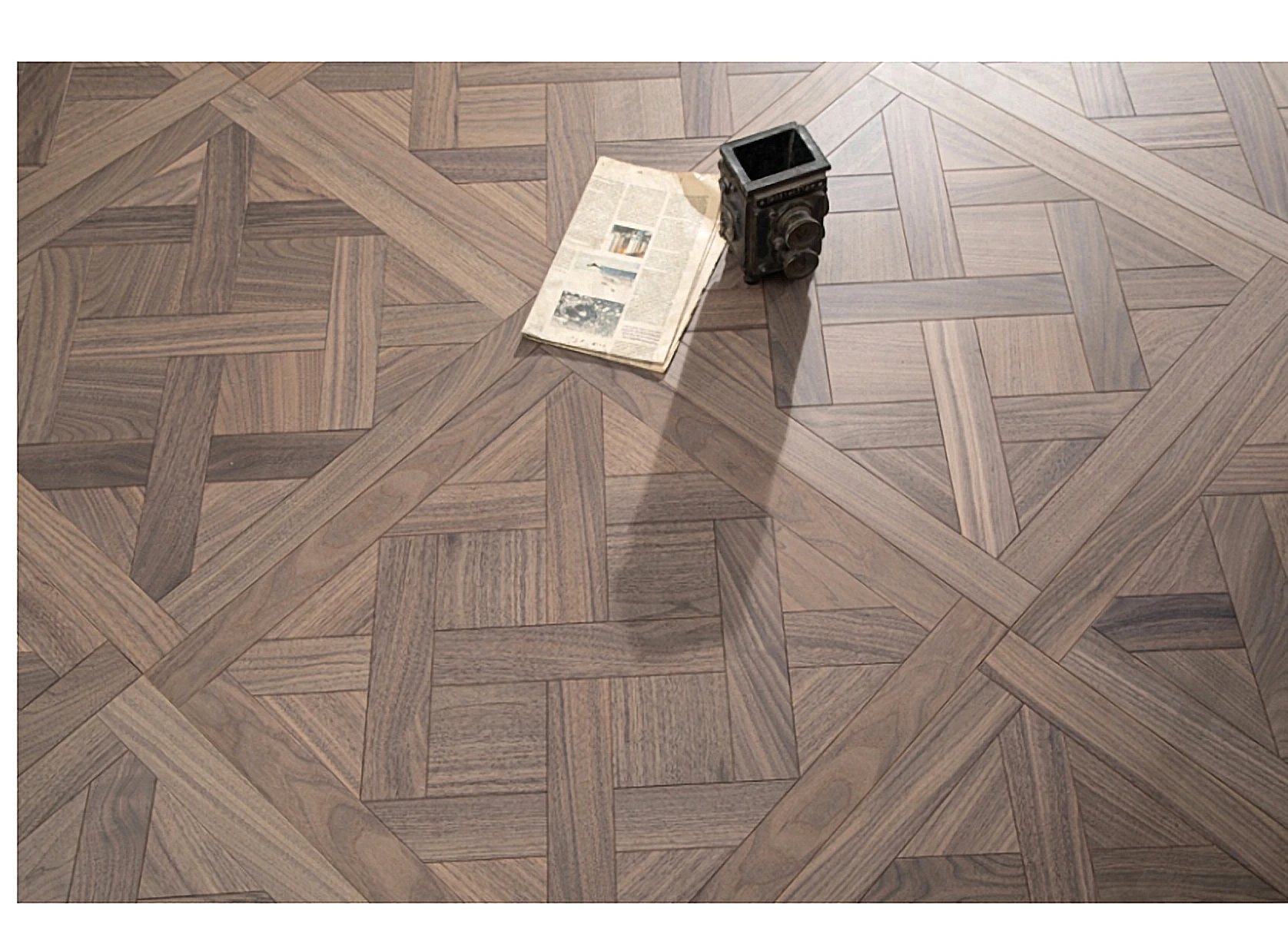 PARBRO HP13 — Walnut parquet wood grain close-up detail. Art wood flooring from China, sourced through Tarmeer's Dubai material selection center.