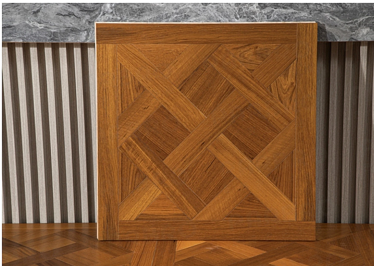 PARBRO HP15 — Teak parquet floor panel. Art wood flooring from China, sourced through Tarmeer's Dubai material selection center.