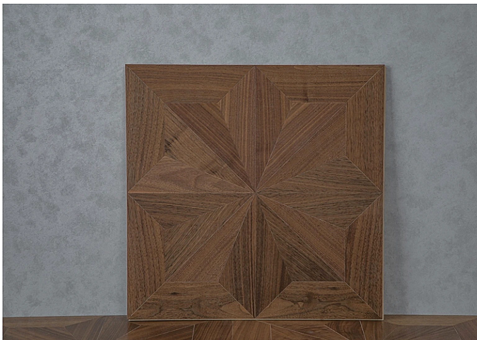PARBRO QHP65 — Walnut diamond parquet (imported birch core) floor panel. Art wood flooring from China, sourced through Tarmeer's Dubai material selection center.