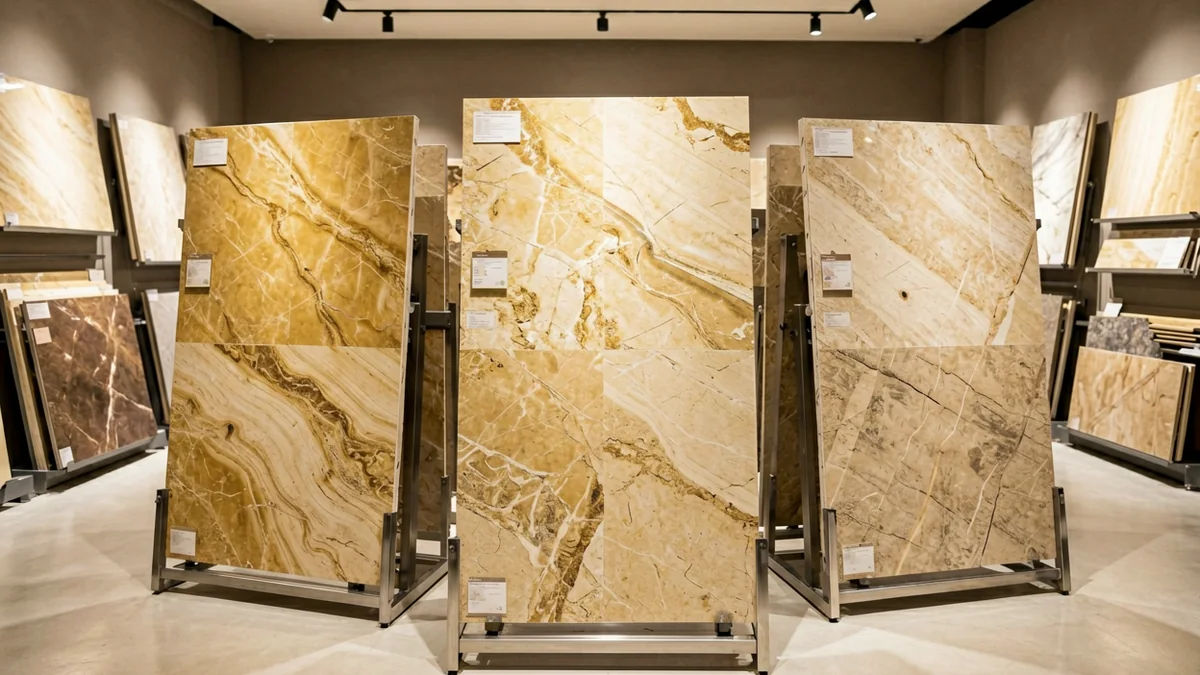 Curated new building materials sourced from China, displayed at Tarmeer's UAE selection center